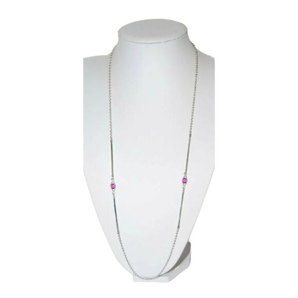 Sarah Coventry Station Pink Accents Long Silver-tone Elegant Necklace - Picture 11 of 16